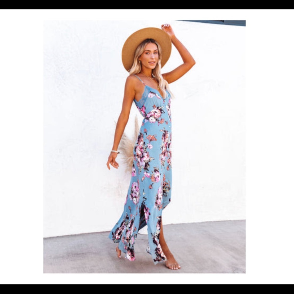 Blue Floral Maxi Dress